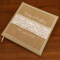 Livre d'or avec toile de jute ou lin et bandeau de dentelle