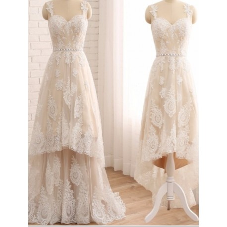 Robe de mariée dentelle rétro vintage  longue ou courte devant