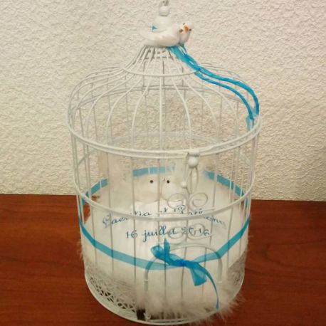 Tirelire pour enveloppes de mariage - Cage avec colombes Tirelire pour enveloppes de mariage - Cage avec colombes